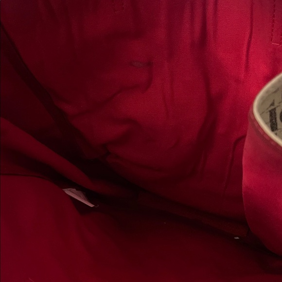 Carolina Herrera Beige Logo Tote with Red Straps - Picture 4 of 5